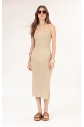 Vestido Midi Tricot Paete Natural