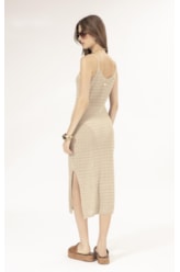 Vestido Midi Tricot Paete Natural