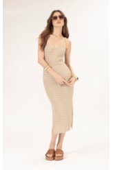 Vestido Midi Tricot Paete Natural