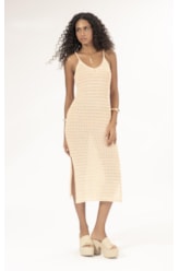 Vestido Midi Tricot Paete Salmao