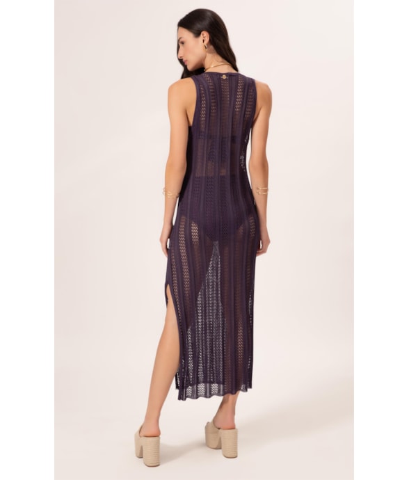 Vestido Midi Tricot Puglia Roxo