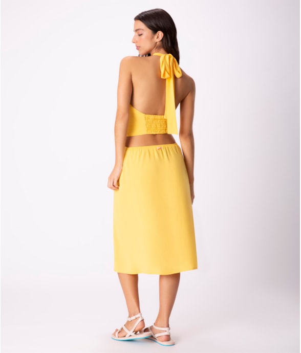 Vestido Midi Visco Nature Amarelo
