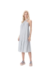 Vestido Midi Visco Stripes Azul Jeans