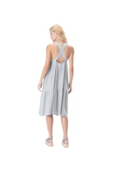 Vestido Midi Visco Stripes Azul Jeans