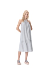 Vestido Midi Visco Stripes Azul Jeans