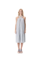 Vestido Midi Visco Stripes Azul Jeans