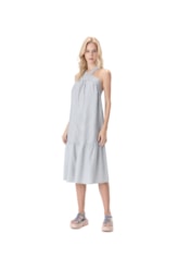 Vestido Midi Visco Stripes Azul Jeans