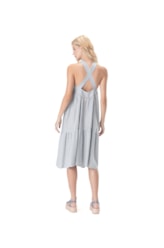 Vestido Midi Visco Stripes Azul Jeans
