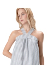 Vestido Midi Visco Stripes Azul Jeans