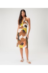 Vestido Midi Viscose Print Lemon
