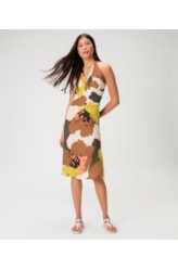 Vestido Midi Viscose Print Lemon