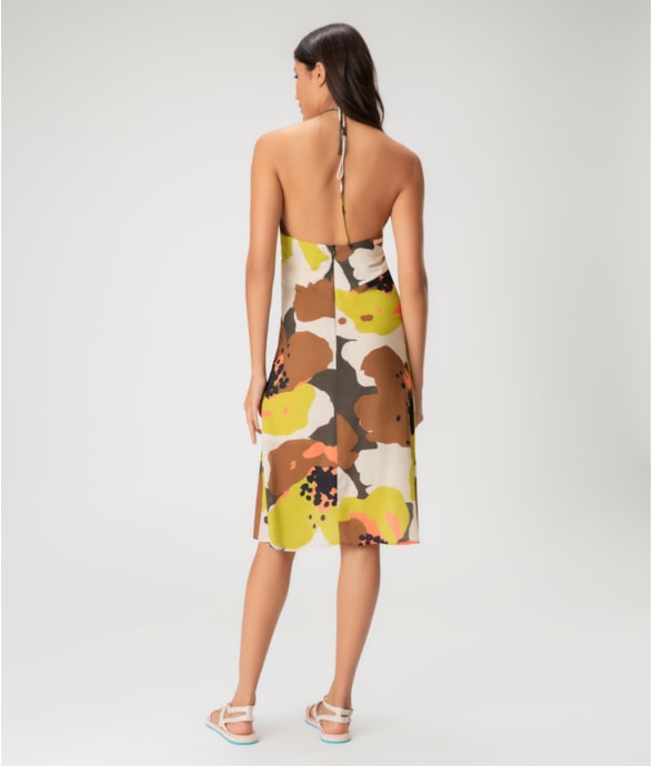 Vestido Midi Viscose Print Lemon