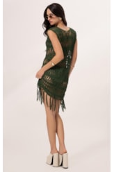 Vestido Mix Curto Verde Escuro