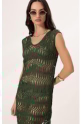 Vestido Mix Curto Verde Escuro