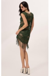 Vestido Mix Curto Verde Escuro