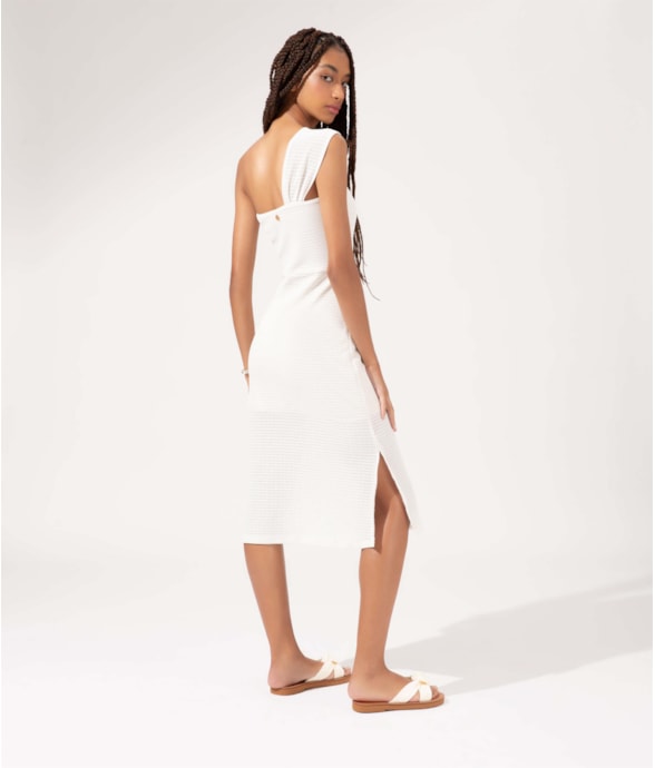 Vestido Ombro Só Jacquard Ibiza Off White