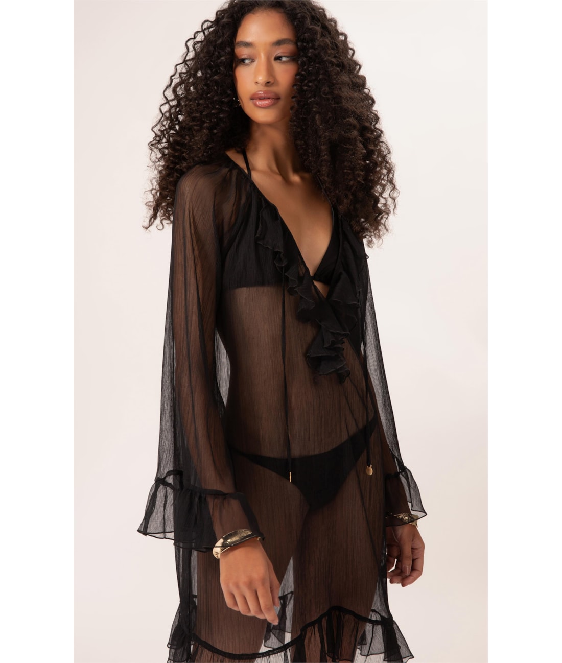 Vestido Plisse Preto