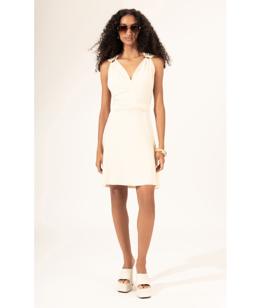 Vestido Pop Amarracoes Off White