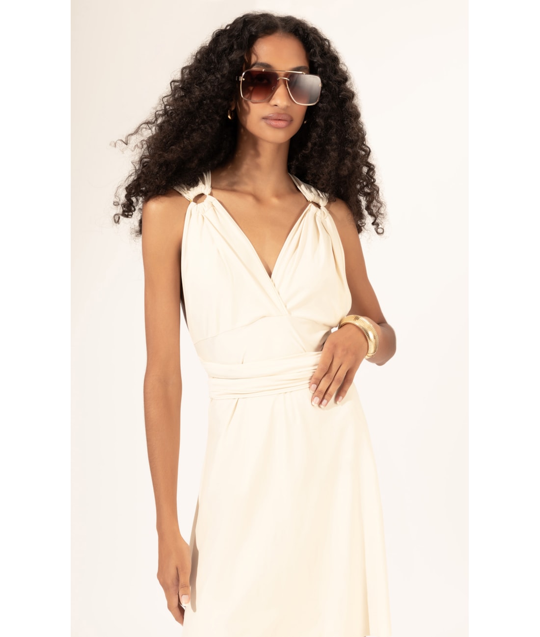 Vestido Pop Amarracoes Off White
