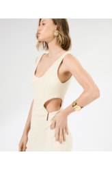 Vestido Regata Crepe Shine Fenda Natural