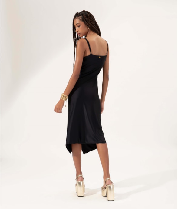 Vestido Regata Franzido Preto