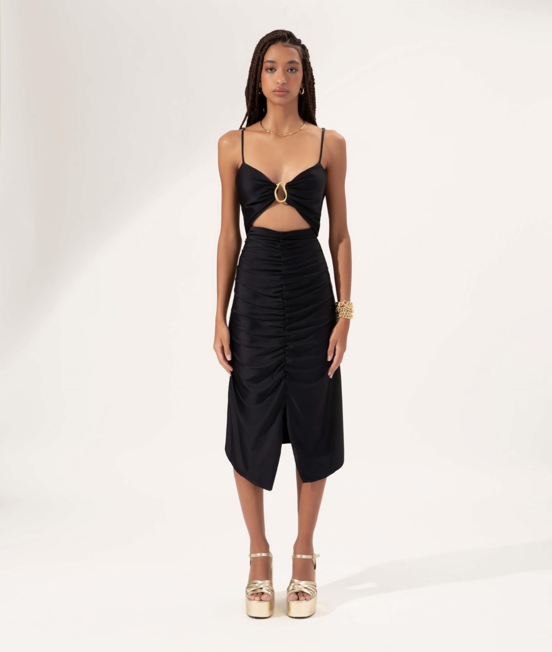 Vestido Regata Franzido Preto