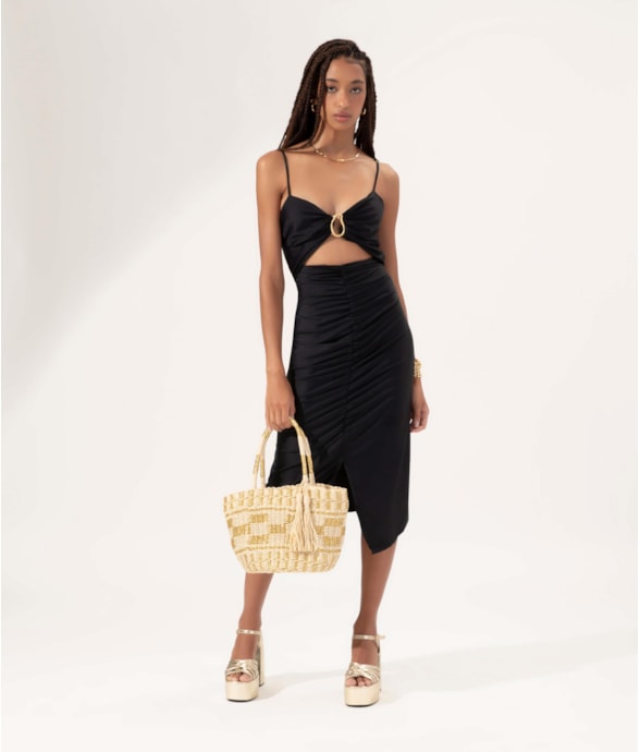 Vestido Regata Franzido Preto