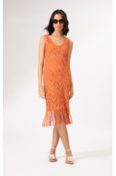 Vestido Regata Fringe Salmao
