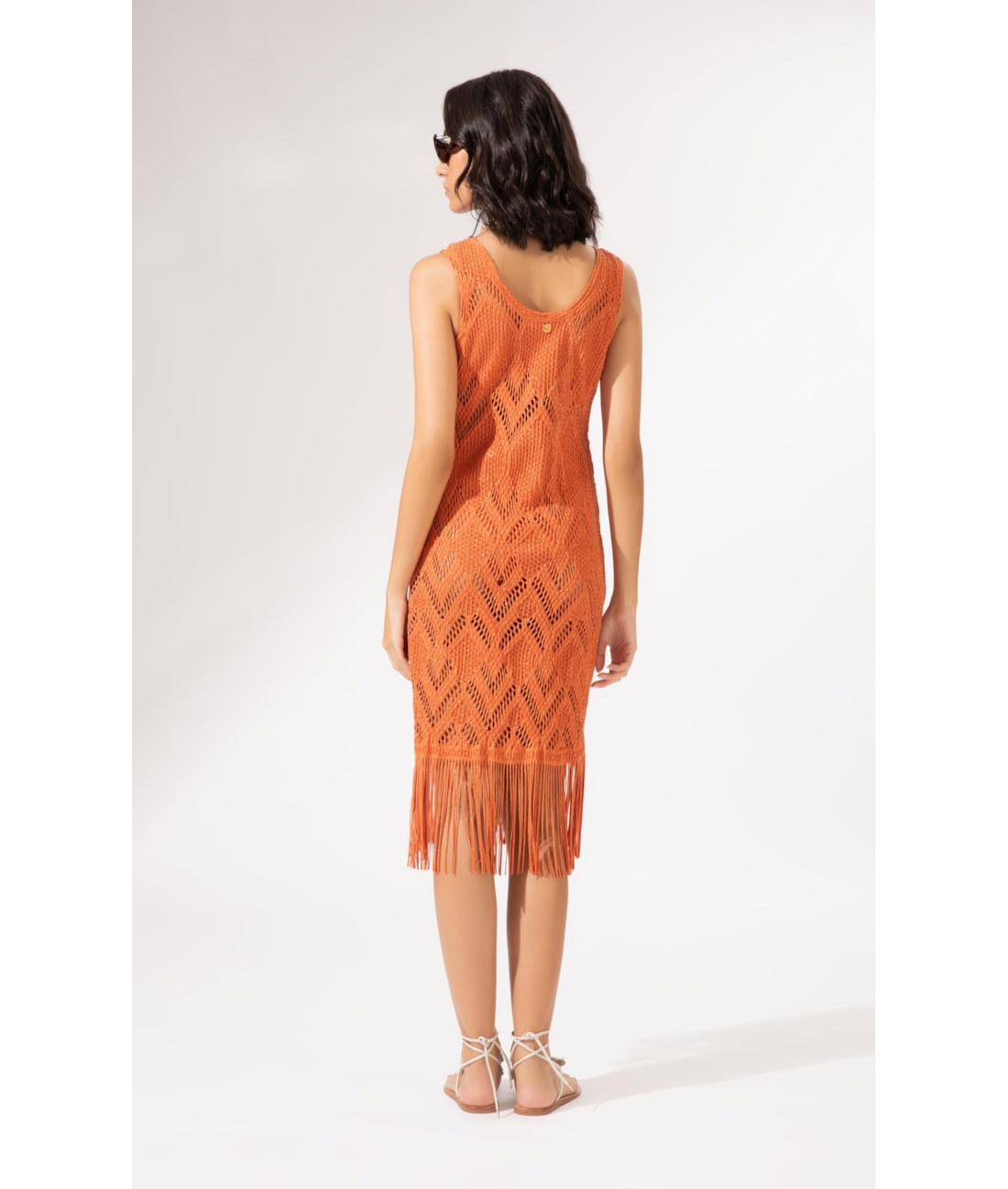 Vestido Regata Fringe Salmao