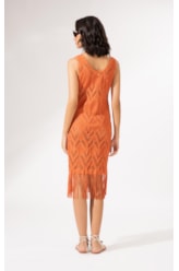 Vestido Regata Fringe Salmao