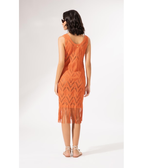 Vestido Regata Fringe Salmao