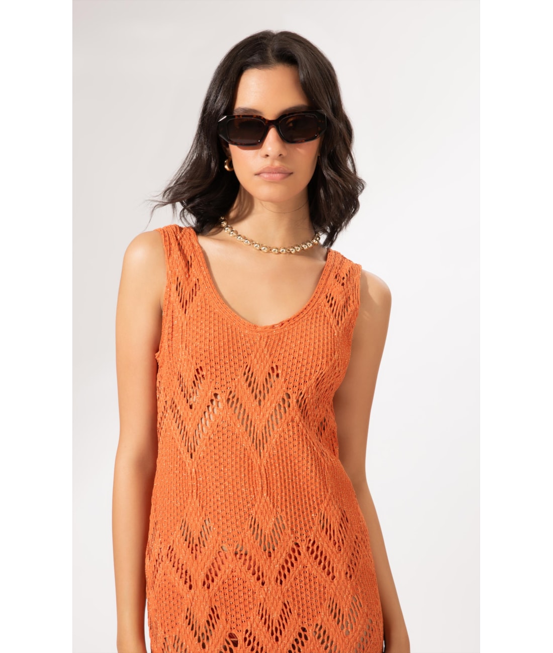 Vestido Regata Fringe Salmao