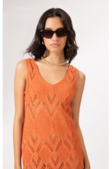 Vestido Regata Fringe Salmao