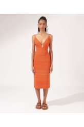 Vestido Regata Liso Texture Laranja