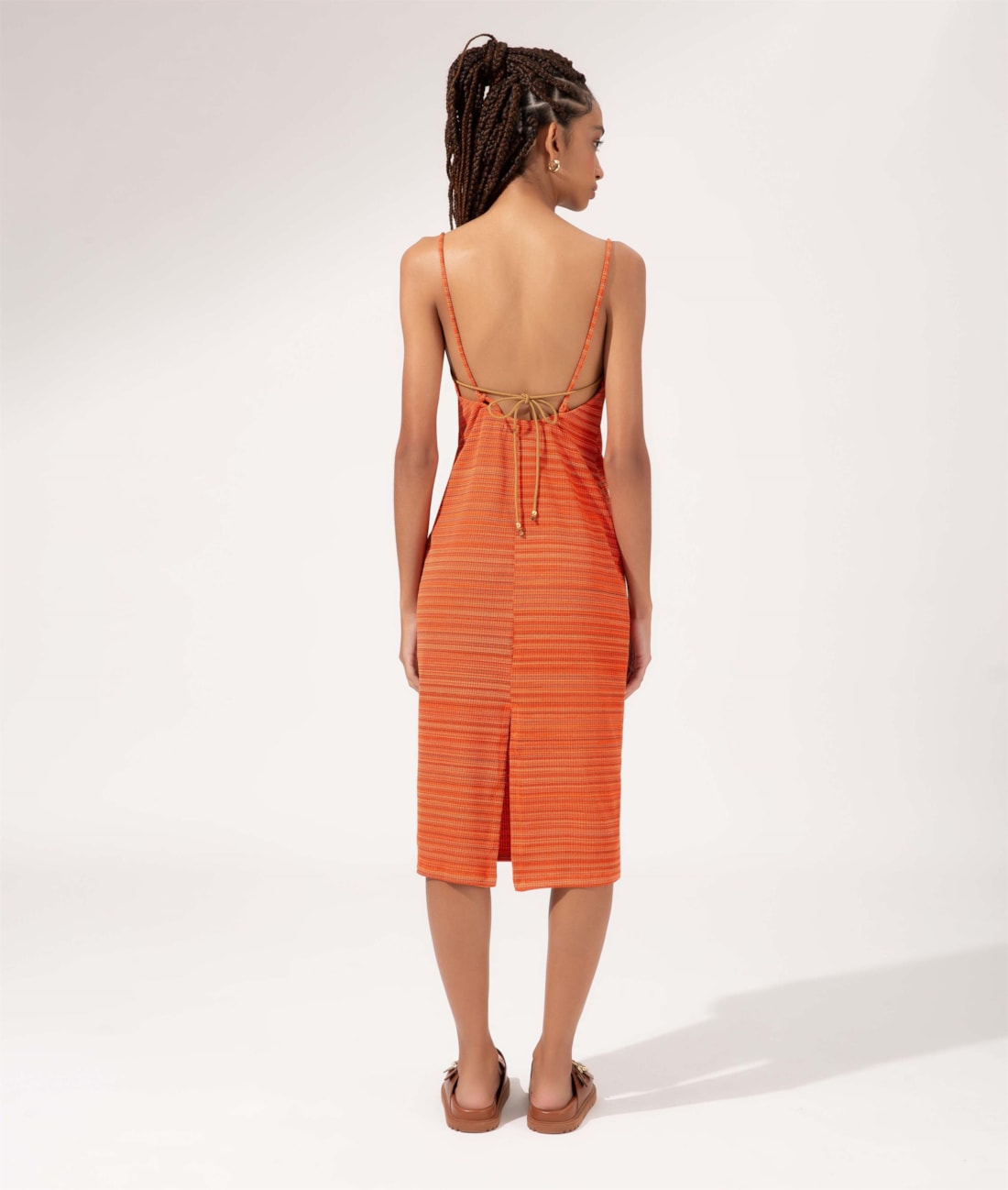 Vestido Regata Liso Texture Laranja