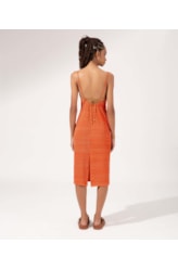 Vestido Regata Liso Texture Laranja