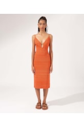 Vestido Regata Liso Texture Laranja