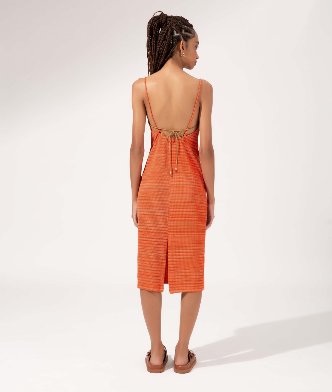 Vestido Regata Liso Texture Laranja
