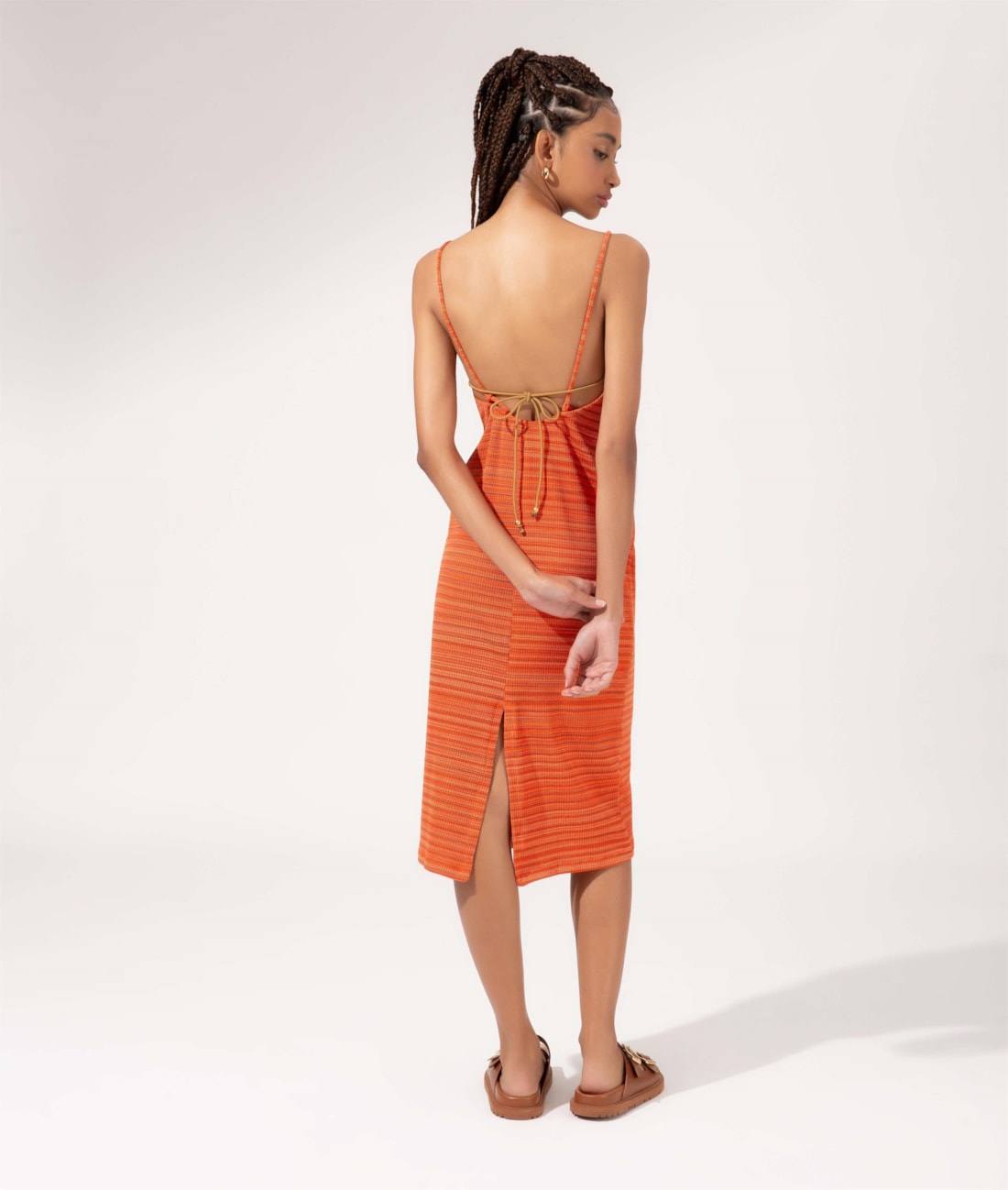 Vestido Regata Liso Texture Laranja