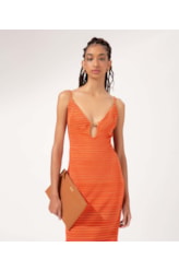 Vestido Regata Liso Texture Laranja