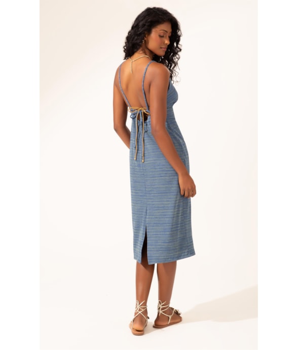 Vestido Regata Liso Texture Marinho