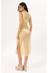 Vestido Regata Mesh Lurex Amarelo Claro