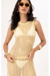 Vestido Regata Mesh Lurex Amarelo Claro