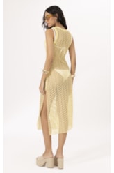Vestido Regata Mesh Lurex Amarelo Claro