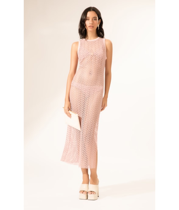 Vestido Regata Mesh Lurex Rosê
