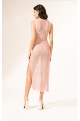 Vestido Regata Mesh Lurex Rosê
