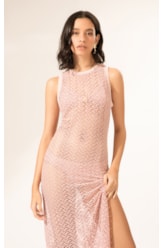 Vestido Regata Mesh Lurex Rosê