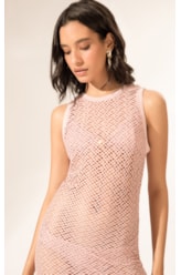 Vestido Regata Mesh Lurex Rosê