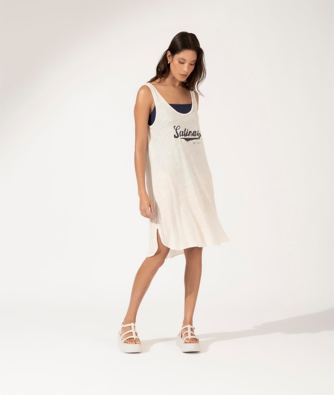 Vestido Regata Viscolinho Salinas College Off White