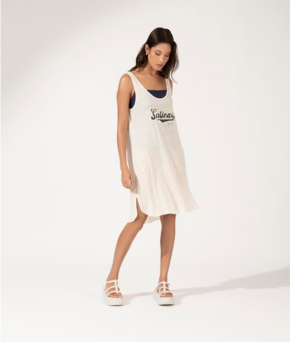 Vestido Regata Viscolinho Salinas College Off White